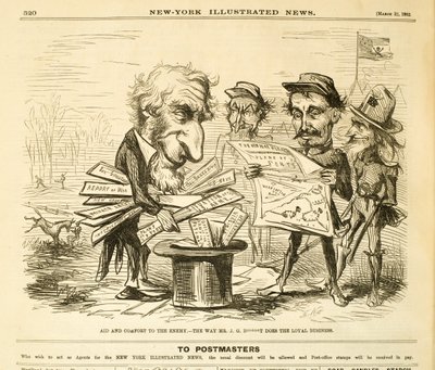 Aiuto e conforto al nemico. - Il modo in cui il signor J.G. B*****T fa il lavoro leale, 1862 da Thomas Nast
